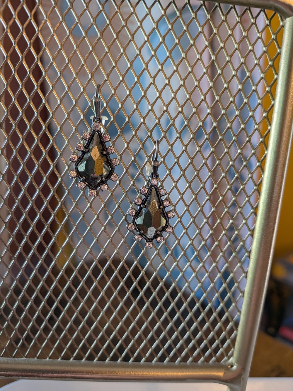 Kendra Scott Pyrite Teardrop Crystal Drop Earrings